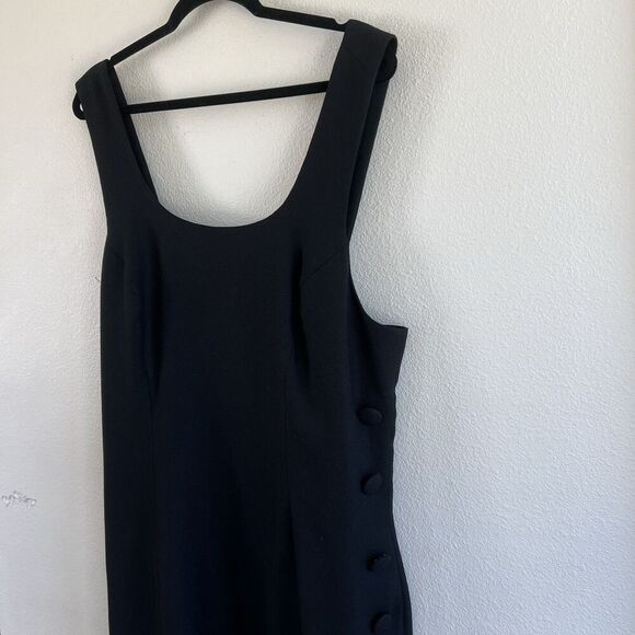 Vintage Maggy London Button Black Midi Dress Women’s 16 career - Picture 2 of 7